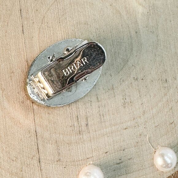 Vintage BRIAR Tie Clip Silver Tone Men Elegant Timeless Jr Oval - Picture 2 of 8